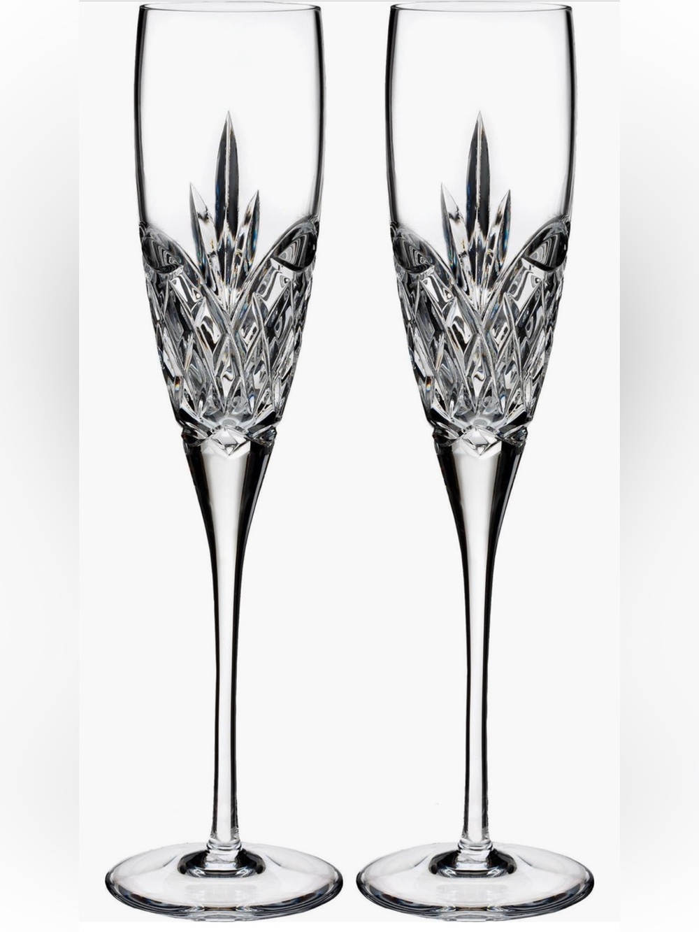 NEW Waterford Crystal “Love Forever” Clear Champagne Flutes Pair